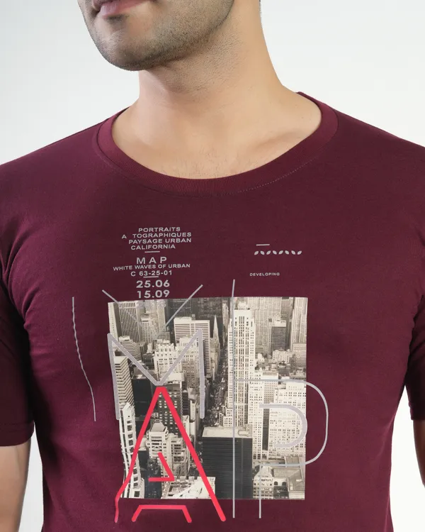 Maroon_Premium_Cotton_Round_Neck_Trendy_Regular_Fit_Half_Sleeve_T-Shirt_For_Men