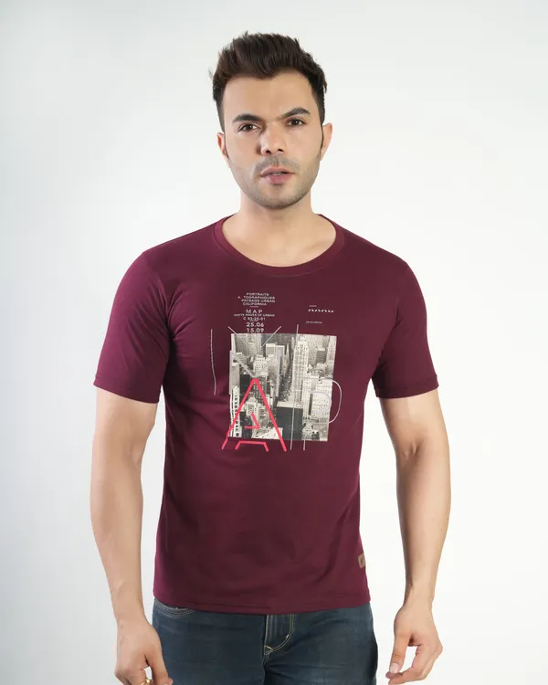 Maroon_Premium_Cotton_Round_Neck_Trendy_Regular_Fit_Half_Sleeve_T-Shirt_For_Men