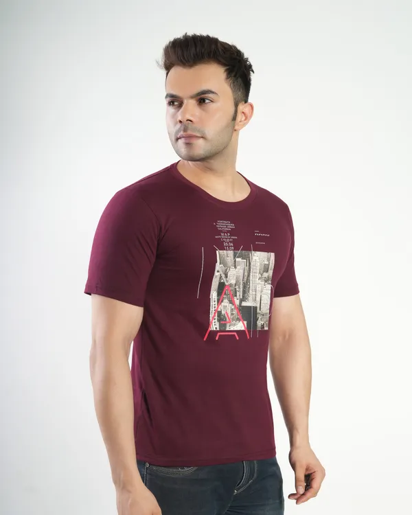 Maroon_Premium_Cotton_Round_Neck_Trendy_Regular_Fit_Half_Sleeve_T-Shirt_For_Men