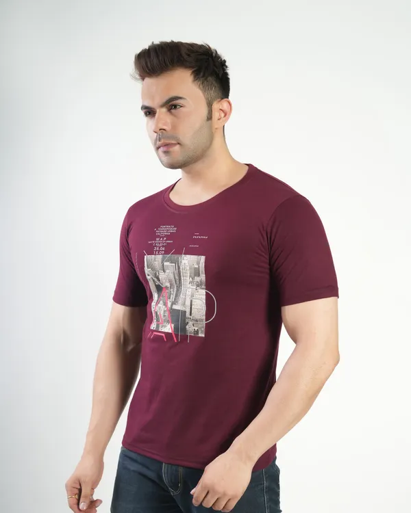 Maroon_Premium_Cotton_Round_Neck_Trendy_Regular_Fit_Half_Sleeve_T-Shirt_For_Men