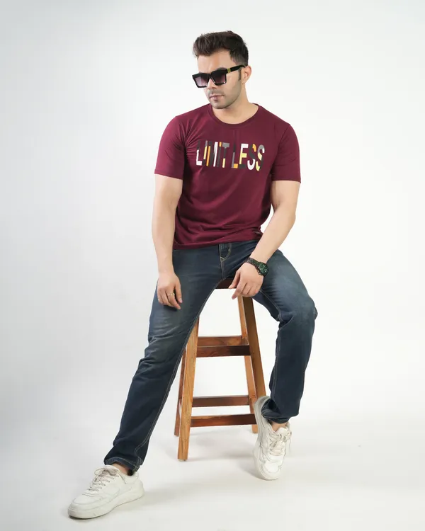 Maroon_Premium_Cotton_Round_Neck_Trendy_Regular_Fit_Half_Sleeve_T-Shirt_For_Men