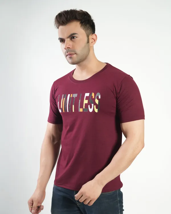 Maroon_Premium_Cotton_Round_Neck_Trendy_Regular_Fit_Half_Sleeve_T-Shirt_For_Men