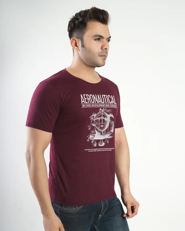 Maroon_Premium_Cotton_Round_Neck_Trendy_Regular_Fit_Half_Sleeve_T-Shirt_For_Men