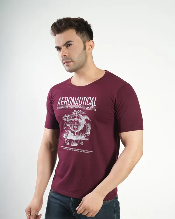 Maroon_Premium_Cotton_Round_Neck_Trendy_Regular_Fit_Half_Sleeve_T-Shirt_For_Men