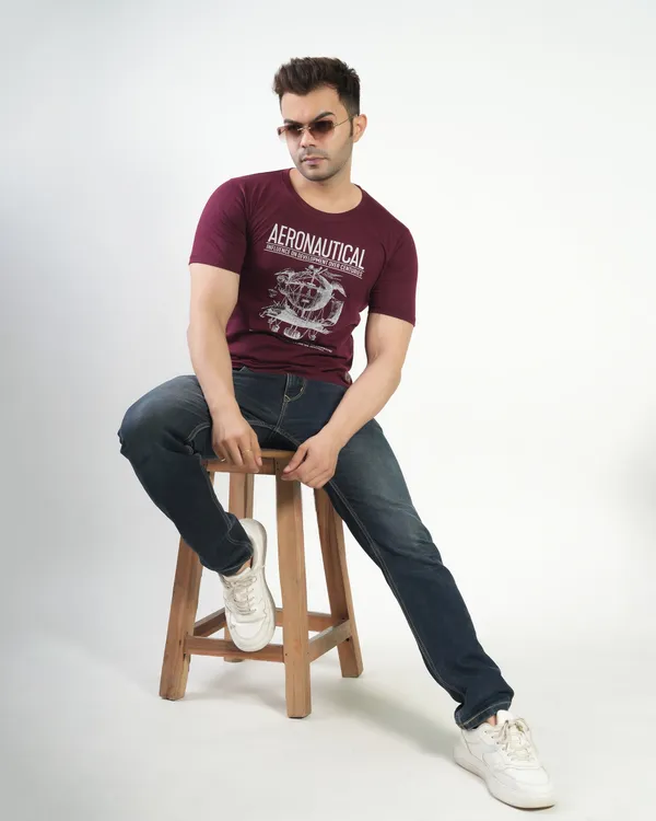 Maroon_Premium_Cotton_Round_Neck_Trendy_Regular_Fit_Half_Sleeve_T-Shirt_For_Men