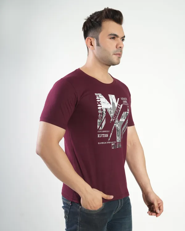 Maroon_Premium_Cotton_Round_Neck_Trendy_Regular_Fit_Half_Sleeve_T-Shirt_For_Men