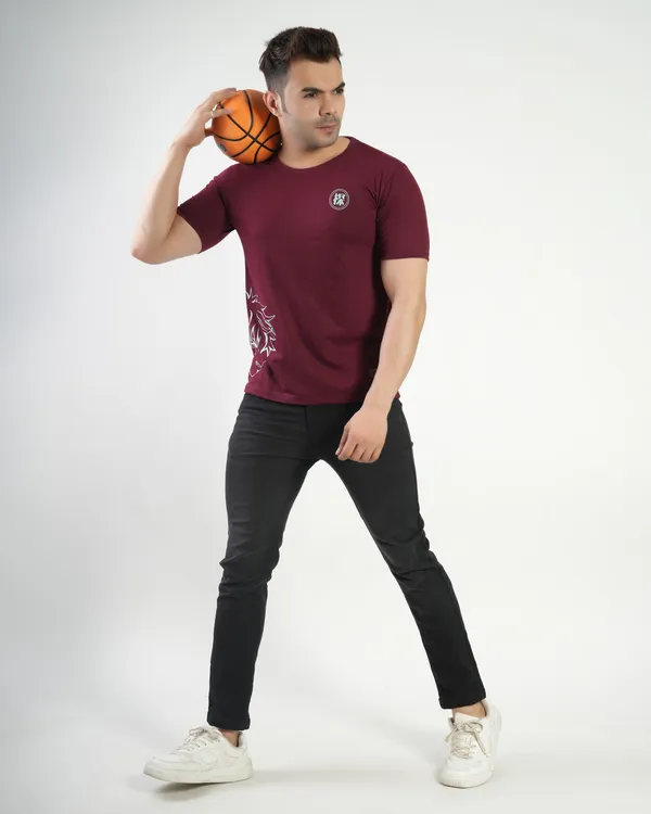 Maroon_Premium_Cotton_Round_Neck_Trendy_Regular_Fit_Half_Sleeve_T-Shirt_For_Men
