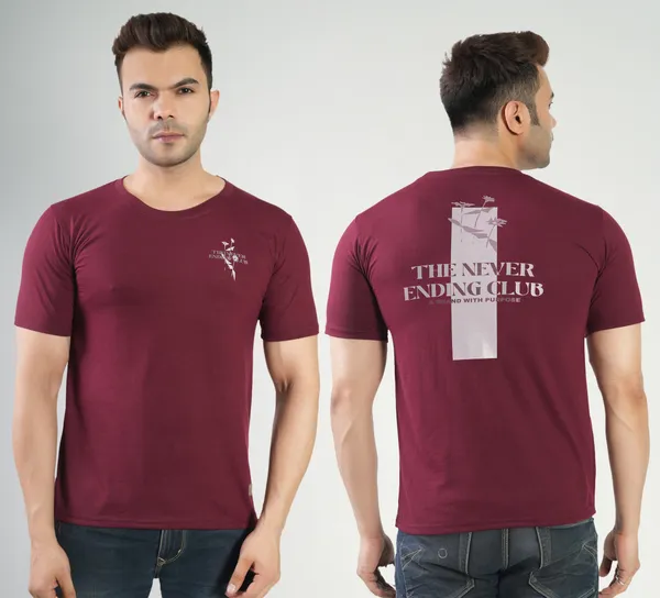 Maroon_Premium_Cotton_Round_Neck_Trendy_Regular_Fit_Half_Sleeve_T-Shirt_For_Men