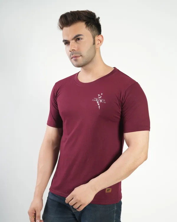 Maroon_Premium_Cotton_Round_Neck_Trendy_Regular_Fit_Half_Sleeve_T-Shirt_For_Men