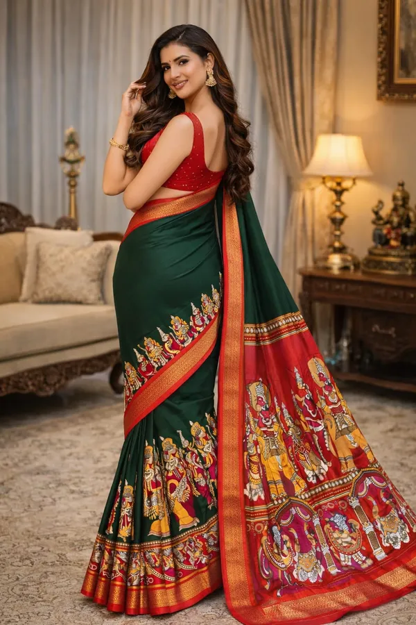 RED__Designer_Freehand_Saree_Saree_For_Women_With_Blouse_Piece
