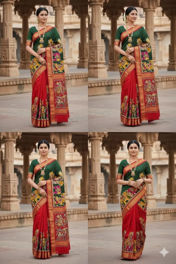 RED__Designer_Freehand_Saree_Saree_For_Women_With_Blouse_Piece