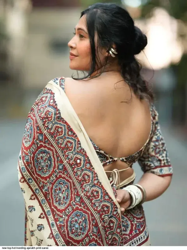 Elegant_Cream_Ajrakh_Print_Modal_Silk_Saree_with_Real_Mirror_Wark_Traditional_Border