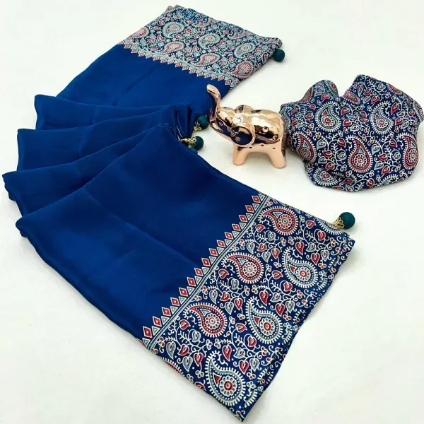 Navy_Blue_Soft_Modal_Silk_Natural_Ajrakh_Printed_Saree_With_Unstitched_Blouse_For_Women