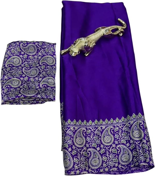 New_Blue_Attractive_Sami_Gajji_Ajrakh_Rust_pallu_Silk_Saree_With_blouse_piece