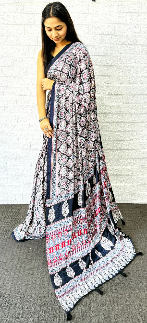 New_Gajji_Silk_Ajrakh_Modal_Silk_Saree_With_Heavy_Mirror_Wark_