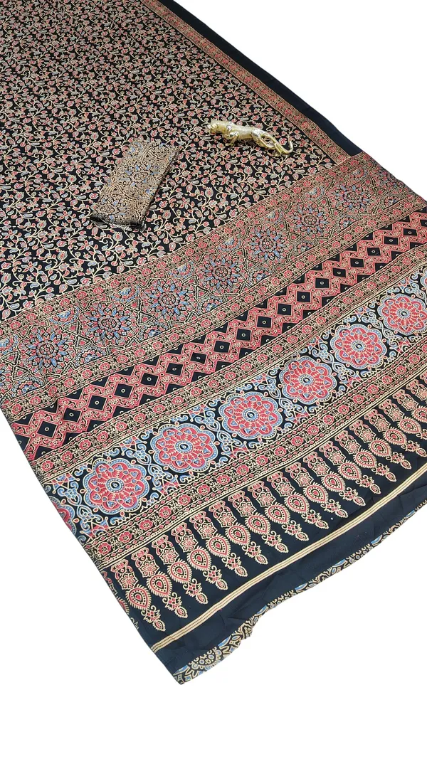 New_crazy_Sami_Modal_Silk_Ajrakh_Printed_Saree_With_Saree