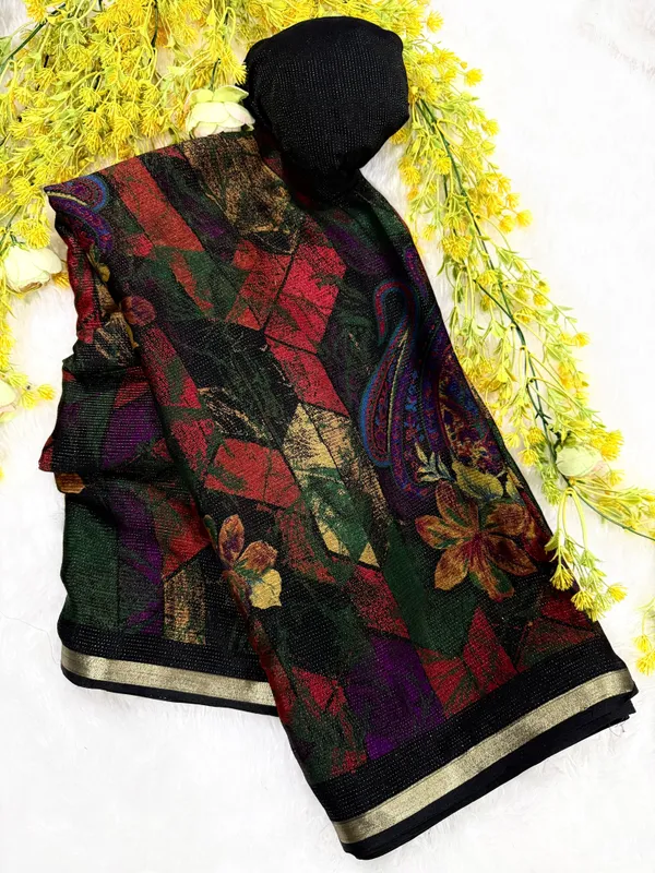 Primium_Chinon_Silk_With_Jari_all_Over_Pattern__Saree_-_Black_