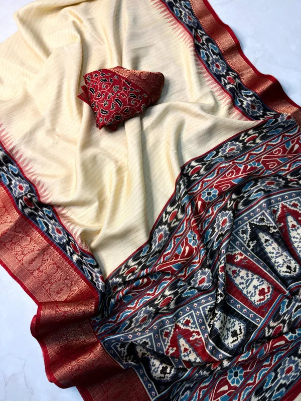 Soft_Dola__Silk__Recco_Jari_Sarees__With_Pen_Kalamkari_Design