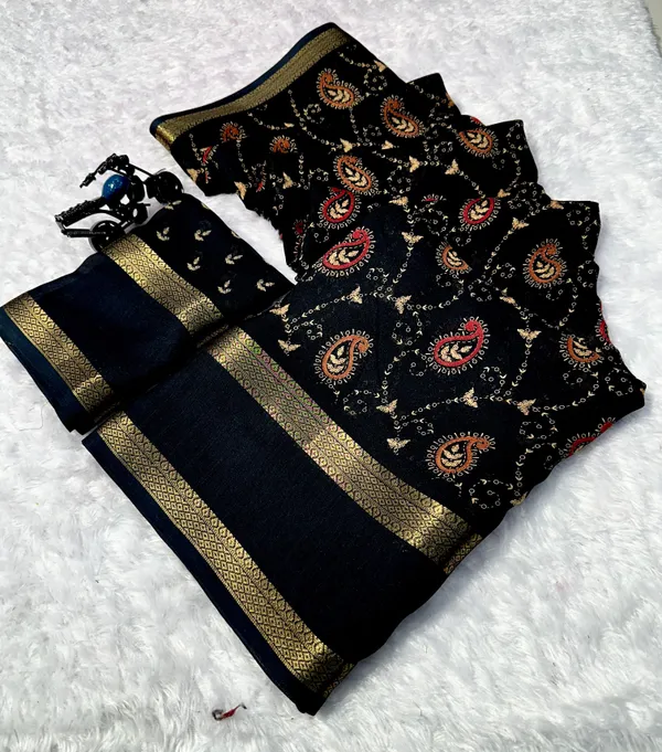 Pure_Dola_Silk_Traditional_Border_Saree_Wark_-_black_Mengo