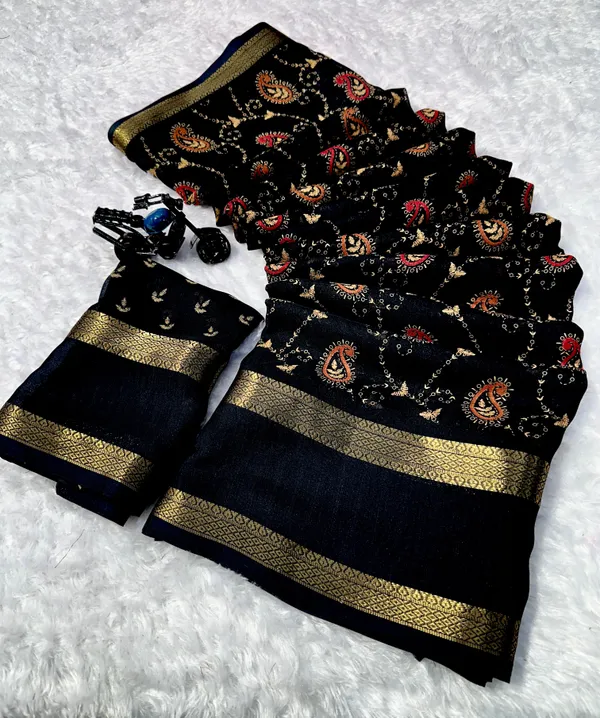 Pure_Dola_Silk_Traditional_Border_Saree_Wark_-_black_Mengo