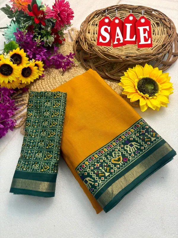 Traditional_Patola_Border_Saree_With_Plain_Body_Dola_Silk_Saree_-_Yellow