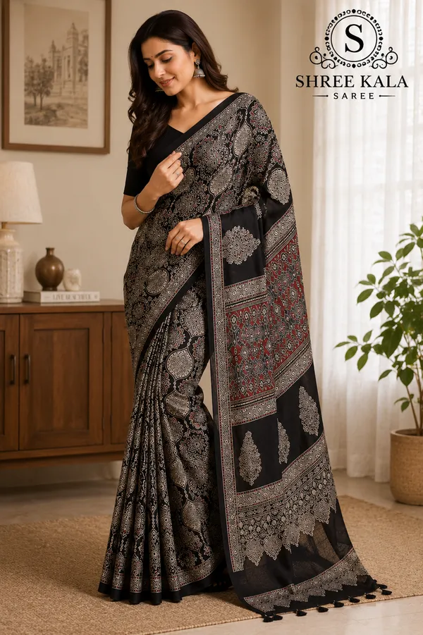 Shree_Kala_Saree_Black_Ajarakh_Modal_Silk_Saree_with_Blouse_Piece