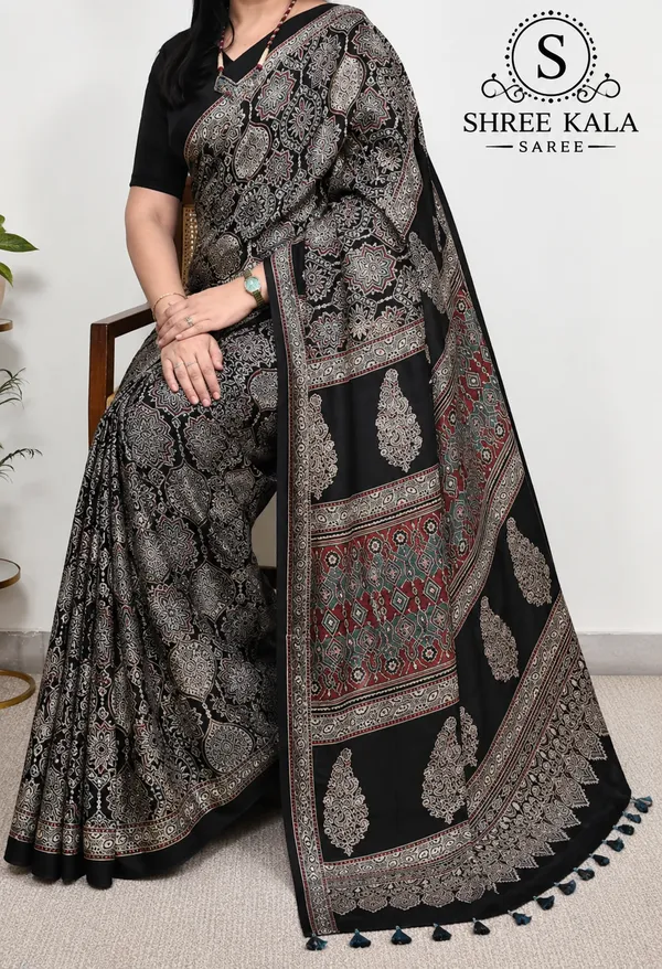Shree_Kala_Saree_Black_Ajarakh_Modal_Silk_Saree_with_Blouse_Piece