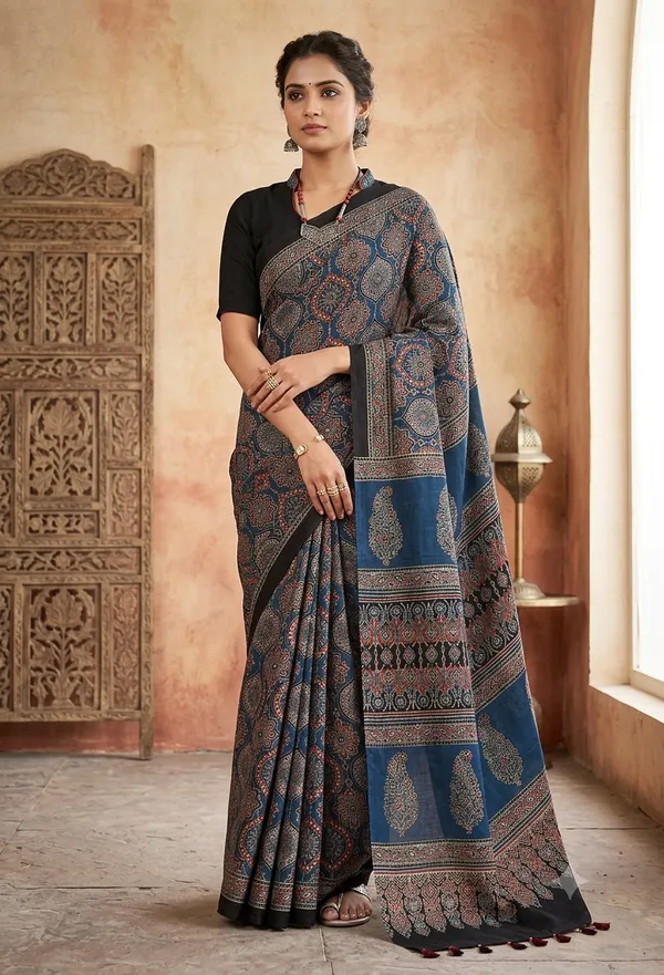 Shree_Kala_Blue_Ajrakh_Modal_Silk_Saree_