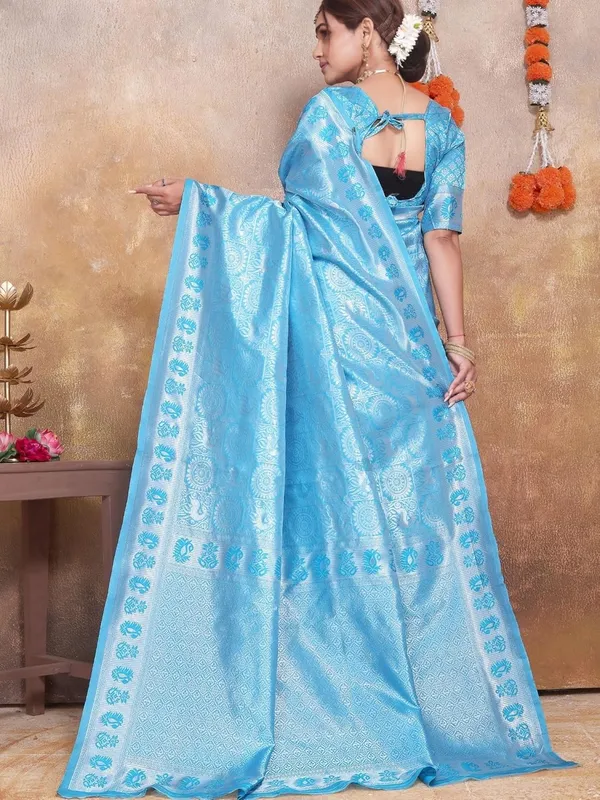 Light_Blue_Happy_Hatch_Banarasi-Style_Soft_Silk_Saree_With_Blouse_Piece_|_Traditional_Woven_Design_Saree_For_Wedding_Light_Blue_Banarasi-Style_Saree