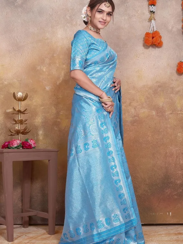 Light_Blue_Happy_Hatch_Banarasi-Style_Soft_Silk_Saree_With_Blouse_Piece_|_Traditional_Woven_Design_Saree_For_Wedding_Light_Blue_Banarasi-Style_Saree