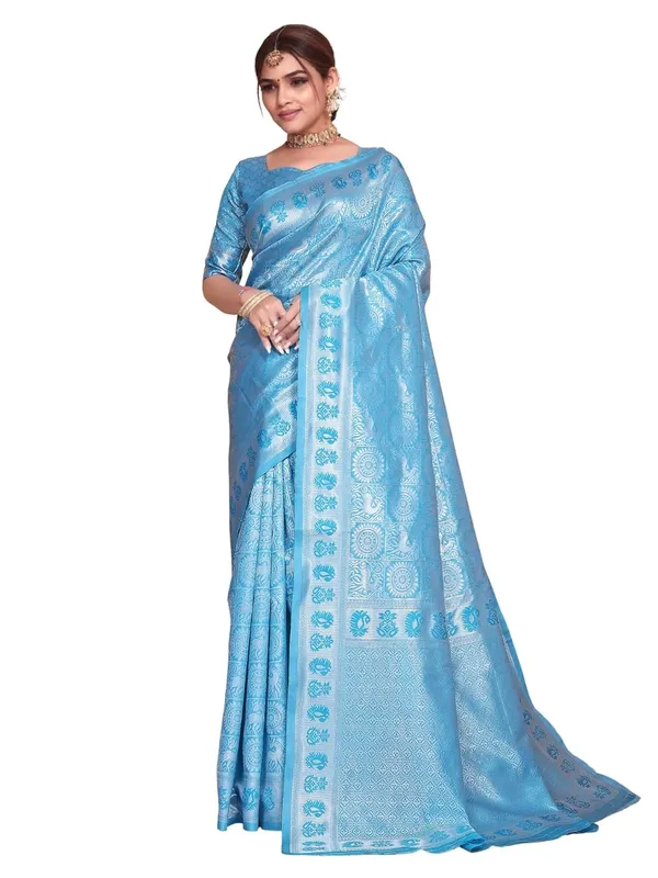 Light_Blue_Happy_Hatch_Banarasi-Style_Soft_Silk_Saree_With_Blouse_Piece_|_Traditional_Woven_Design_Saree_For_Wedding_Light_Blue_Banarasi-Style_Saree