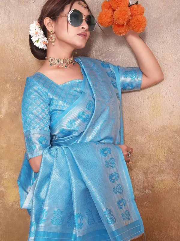 Light_Blue_Happy_Hatch_Banarasi-Style_Soft_Silk_Saree_With_Blouse_Piece_|_Traditional_Woven_Design_Saree_For_Wedding_Light_Blue_Banarasi-Style_Saree