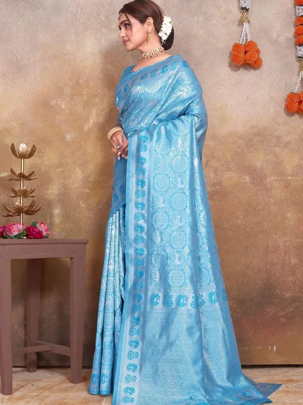 Light_Blue_Happy_Hatch_Banarasi-Style_Soft_Silk_Saree_With_Blouse_Piece_|_Traditional_Woven_Design_Saree_For_Wedding_Light_Blue_Banarasi-Style_Saree