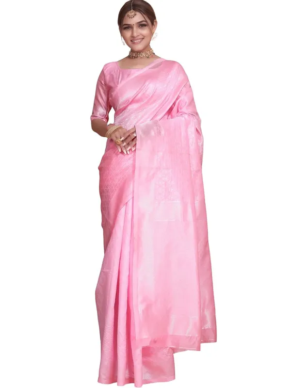 Pink_Pink_Banarasi-Style_Soft_Silk_Saree_|_Quarter_Sleeve_Blouse_Included_|_Woven_Border_|_Festival_Occasion_Wear
