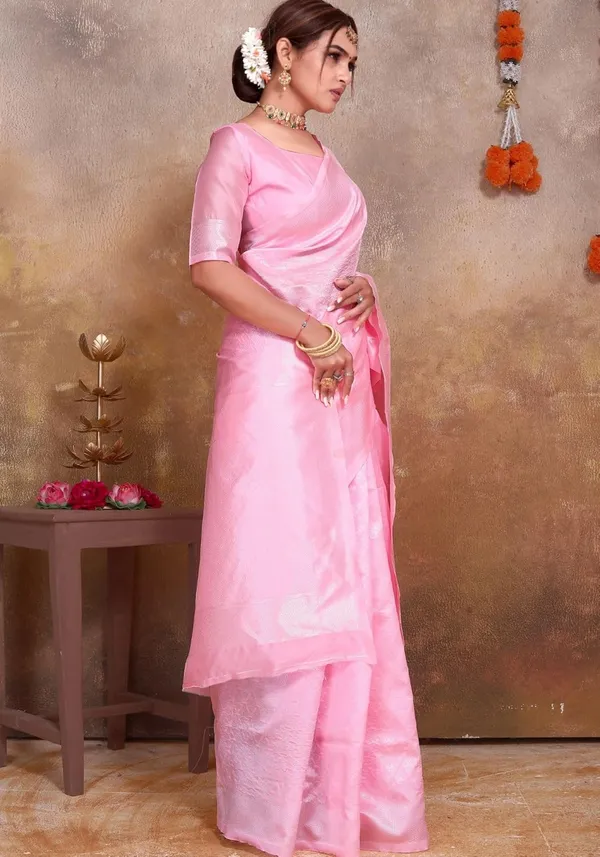 Pink_Pink_Banarasi-Style_Soft_Silk_Saree_|_Quarter_Sleeve_Blouse_Included_|_Woven_Border_|_Festival_Occasion_Wear