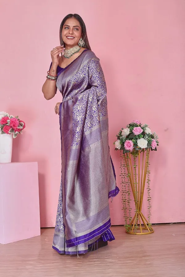 Purple_Royal_Purple_Banarasi-Style_Soft_Silk_Saree_With_Golden_Zari_Weaving_&_Blouse_Piece