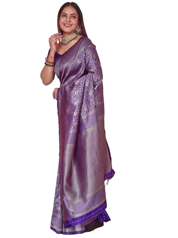 Purple_Royal_Purple_Banarasi-Style_Soft_Silk_Saree_With_Golden_Zari_Weaving_&_Blouse_Piece