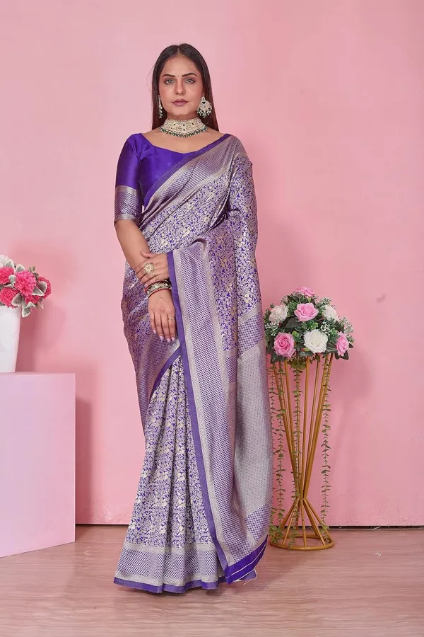 Purple_Royal_Purple_Banarasi-Style_Soft_Silk_Saree_With_Golden_Zari_Weaving_&_Blouse_Piece
