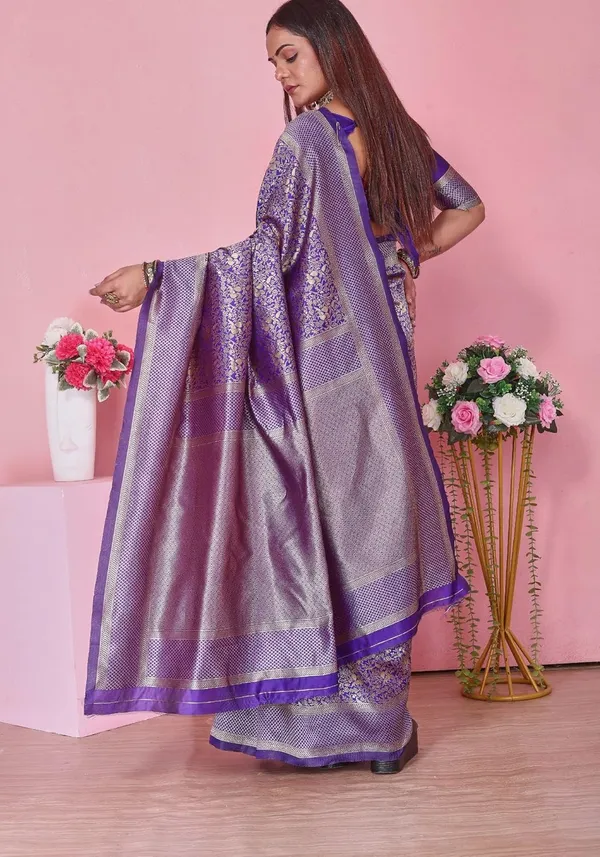 Purple_Royal_Purple_Banarasi-Style_Soft_Silk_Saree_With_Golden_Zari_Weaving_&_Blouse_Piece
