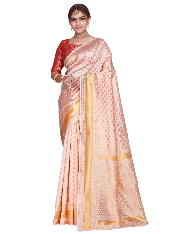 Light_Peach_Kanjivaram_Soft_Silk_Saree_With_Golden_Zari_Weaving_Light_Peach_Traditional_Saree_With_Rich_Pallu_&_Unstitched_Blouse_Piece