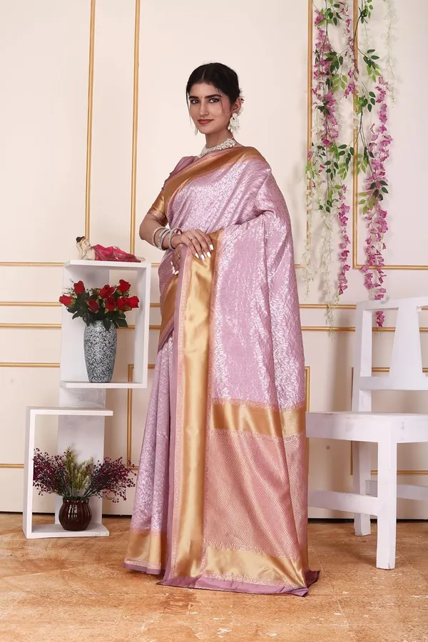 Pink_&_Gold_Kanjivaram_Soft_Silk_Saree_For_Women_With_Blouse_Piece_Elegant_Pink_&_Gold_Soft_Soft_Silk_Saree_For_Wedding