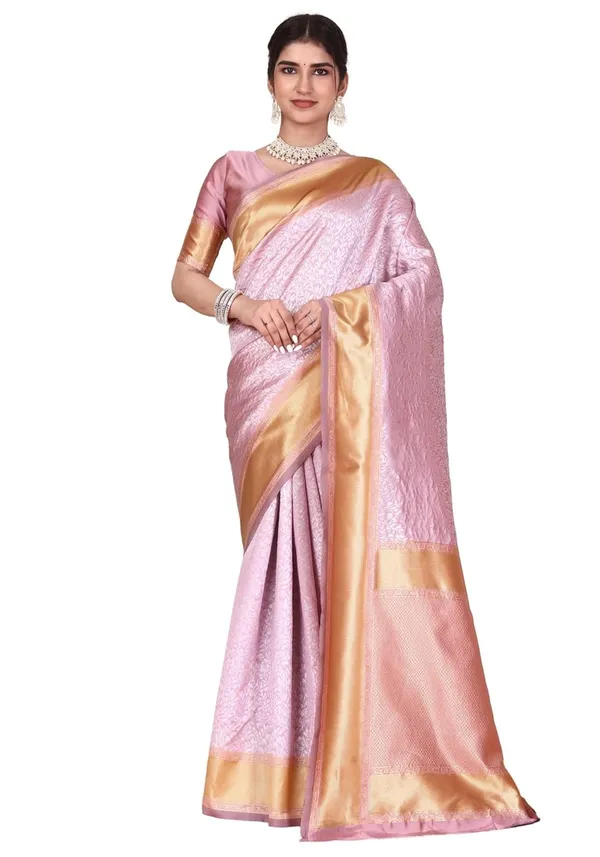 Pink_&_Gold_Kanjivaram_Soft_Silk_Saree_For_Women_With_Blouse_Piece_Elegant_Pink_&_Gold_Soft_Soft_Silk_Saree_For_Wedding