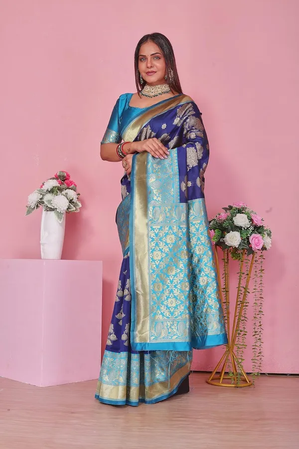 Blue_&_Aqua_Kanjivaram_Style_Soft_Silk_Saree_For_Women_Blue_&_Aqua_Soft_Soft_Silk_Saree_With_Rich_Pallu_And_Blouse_Piece_|_South_Indian_Wedding_Saree