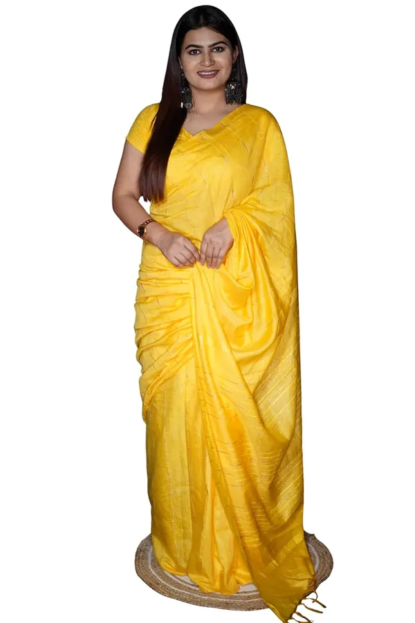 Bright_Yellow_Soft_Cotton_Lightweight_Saree_For_Everyday_Wear_|_Includes_Unstitched_Blouse_Piece