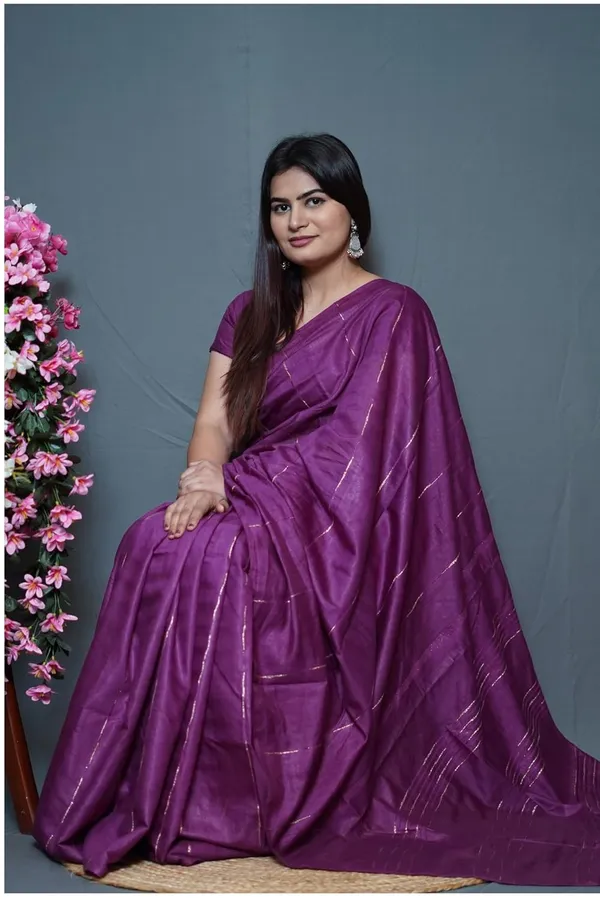 Purple_Soft_Cotton_Lightweight_Saree_For_Everyday_Wear_|_Includes_Unstitched_Blouse_Piece
