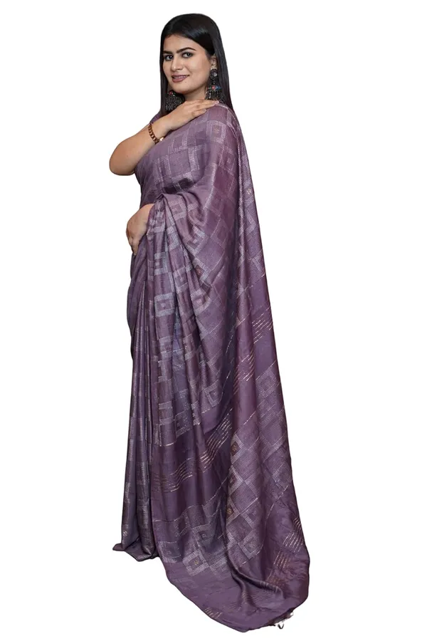 Lavender_Cotton_Saree_With_Zari_Stripes_&_Tassel_Border_|_Traditional_Saree_With_Blouse_Piece