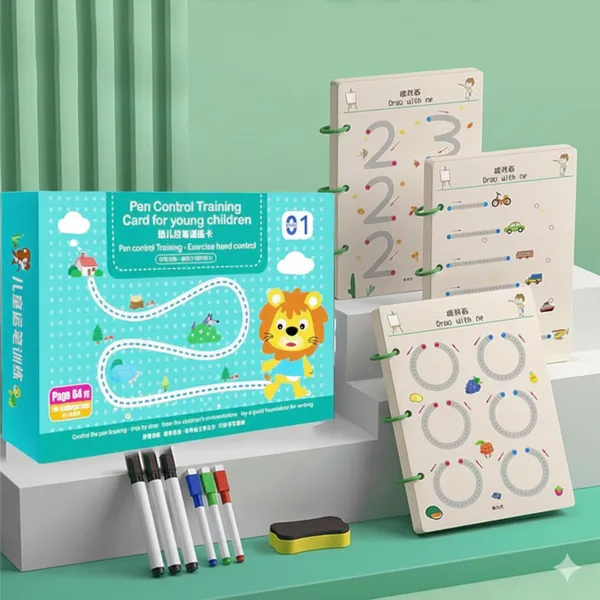Green_64_Pages_Reusable_Tracing_Line_Book_To_Improve_Handwriting_For_Kids,_Reusable_Magic_Practice_Copybook_Kit,_Practice_Letters,_Numbers,_Shapes_&_Lines_With_Disappearing_Ink,_Writing_Practice_&_Pen_Control_Workbook_Set_For_Preschool_Learning_(1_Eraser,_3_Pen)