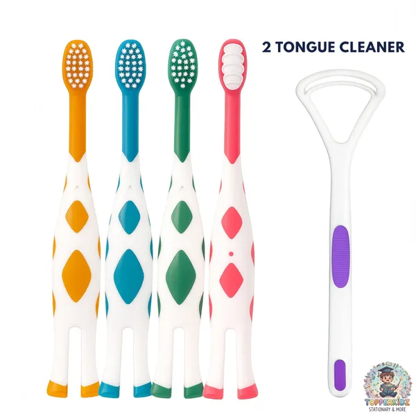 Multicolour_Manual_Toothbrush_For_Kids_With_Tongue_Scrubber,_Kid's_Toothbrush,_Extra_Soft_Bristles_Toothbrushes_For_Sensitive_Teeth_And_Receding_Gums,_Lovely_Toothbrush_For_Kids_2-10_Years_(4)