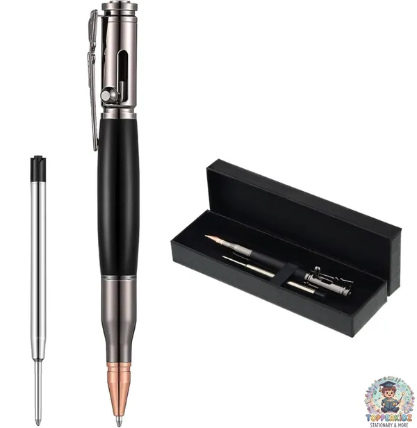 Bolt_Action_Pen,_Bullet_Shaped_Metal_Pen_&_1_Piece_Pen_Refiles_with_Present_Box,_Bullet_Pen_for_Gun_Lover,_Stylish_&_Fun_Ballpoint_Pens_for_All_Ages,_Ink_Refillable_Office,_School,_Decor_Gift_for_Students_&_Colleague._(Black)