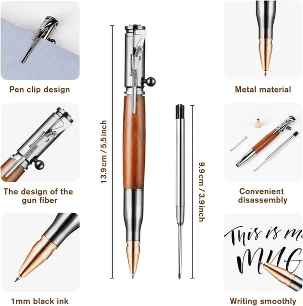 Bolt_Action_Pen,_Bullet_Shaped_Metal_Pen_&_1_Piece_Pen_Refiles_with_Present_Box,_Bullet_Pen_for_Gun_Lover,_Stylish_&_Fun_Ballpoint_Pens_for_All_Ages,_Ink_Refillable_Office,_School,_Decor_Gift_for_Students_&_Colleague._(Brown)